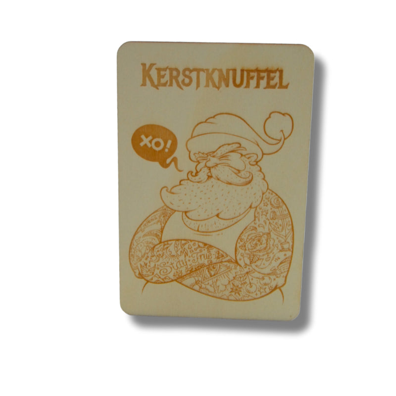 Houten kaart: Kerstknuffel