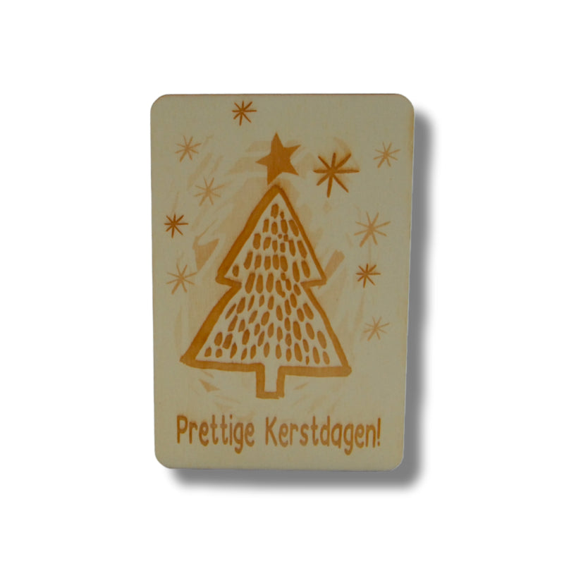 Houten kaart: Prettige Kerstdagen