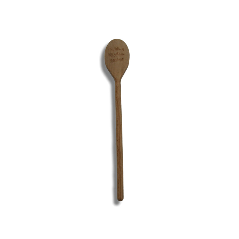 Houten lepel: Liefde is het geheime ingrediënt.