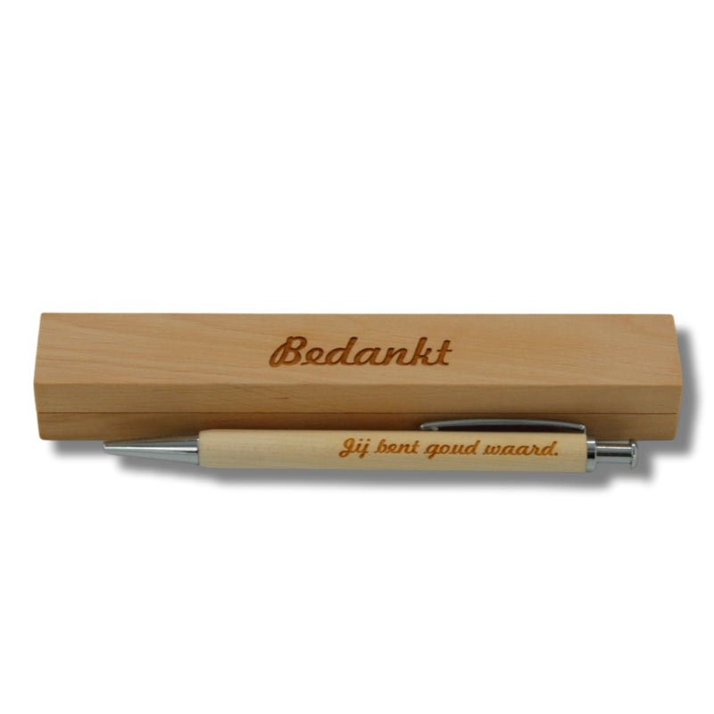 Balpen in doos: Bedankt Jij bent goud waard.