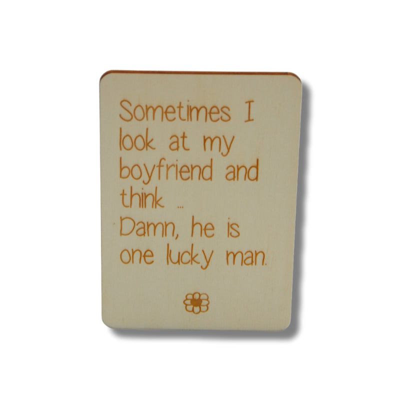 Houten kaart: boyfriend lucky man