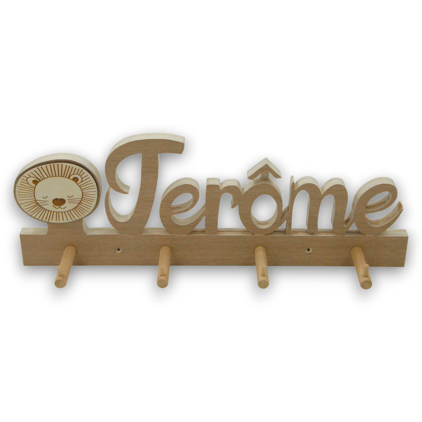 Kapstok met naam (tem 6 letters) en leeuw
