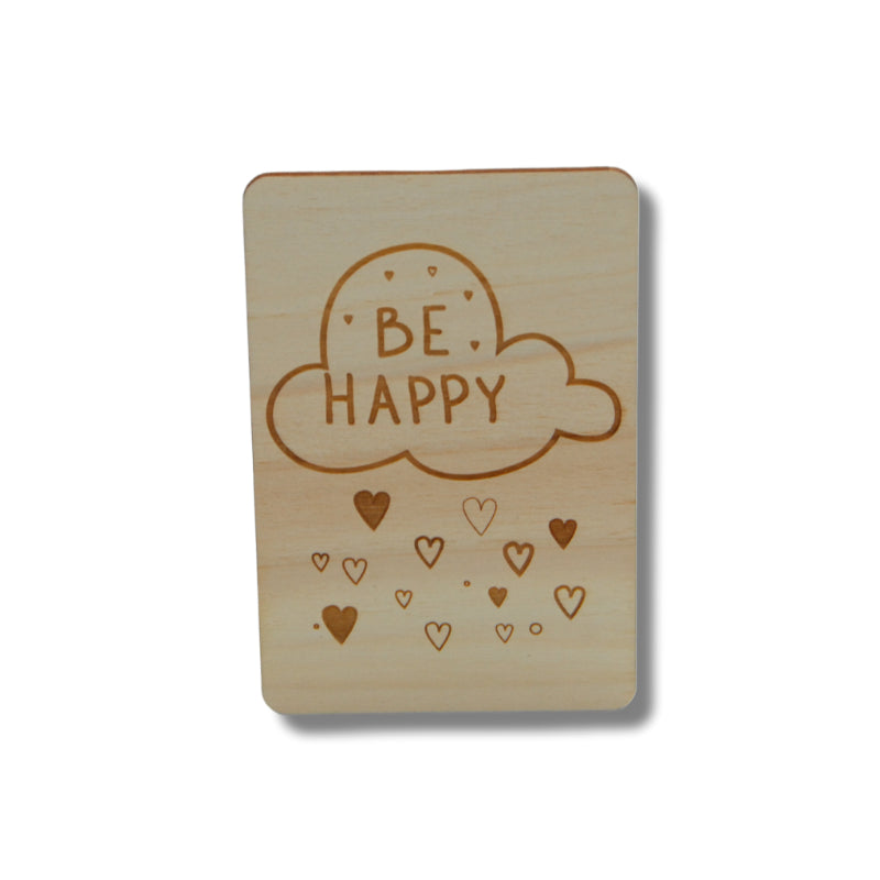 Houten kaart: be happy
