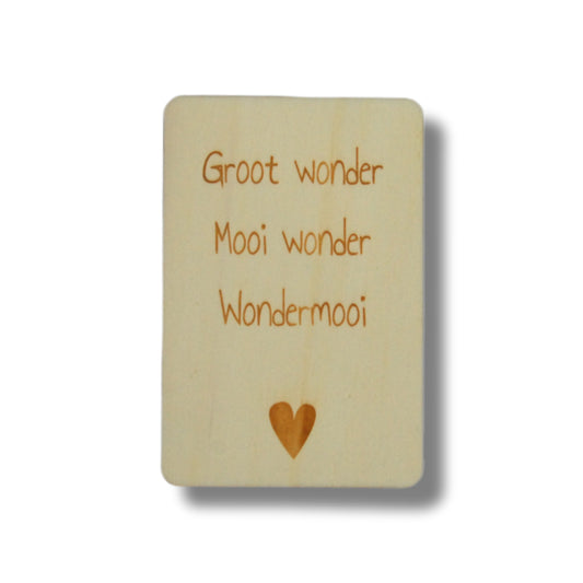 Houten kaart: groot wonder mooi wonder wondermooi