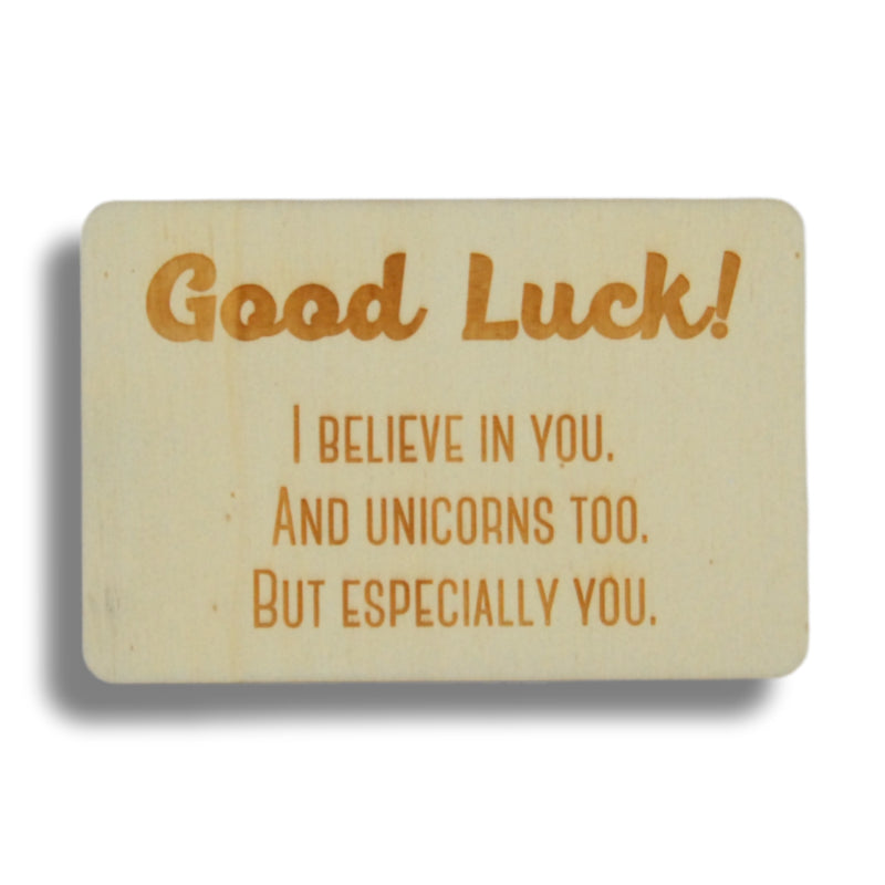 Houten kaart: Good luck!