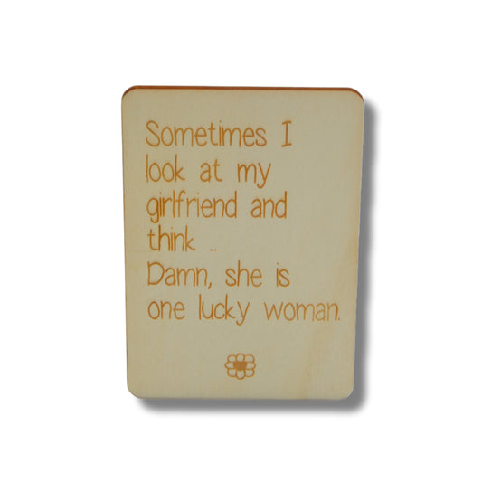Houten kaart: girlfriend lucky woman